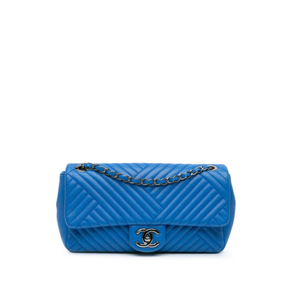 Blue Chanel Medium Lambskin CC Crossing Flap Shoulder Bag