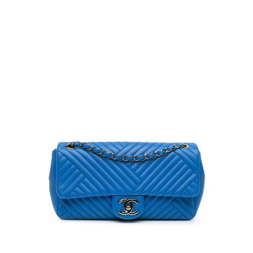 Blue Chanel Medium Lambskin CC Crossing Flap Shoulder Bag