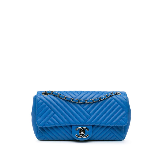 Blue Chanel Medium Lambskin CC Crossing Flap Shoulder Bag