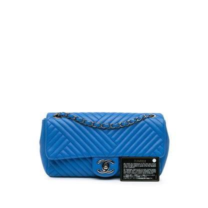 Blue Chanel Medium Lambskin CC Crossing Flap Shoulder Bag