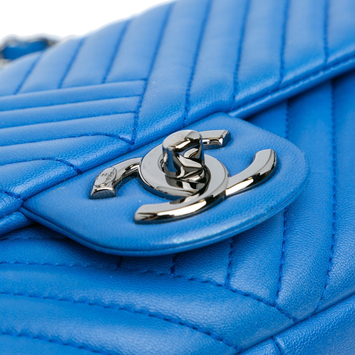 Blue Chanel Medium Lambskin CC Crossing Flap Shoulder Bag