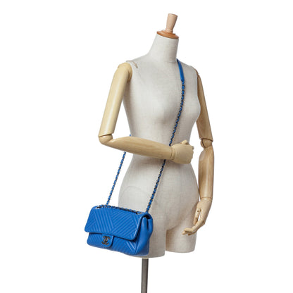 Blue Chanel Medium Lambskin CC Crossing Flap Shoulder Bag
