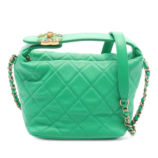Green Chanel Small Quilted Lambskin Perfect Meeting Hobo Satchel