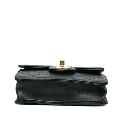 Black Chanel Quilted Goatskin Chic Pearls Flap Crossbody Bag