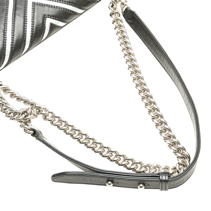 Black Chanel Medium Lambskin and Iridescent PVC Chevron Boy Flap Crossbody Bag