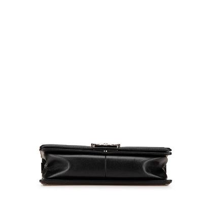Black Chanel Medium Lambskin and Iridescent PVC Chevron Boy Flap Crossbody Bag