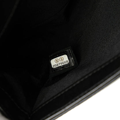 Black Chanel Medium Lambskin and Iridescent PVC Chevron Boy Flap Crossbody Bag