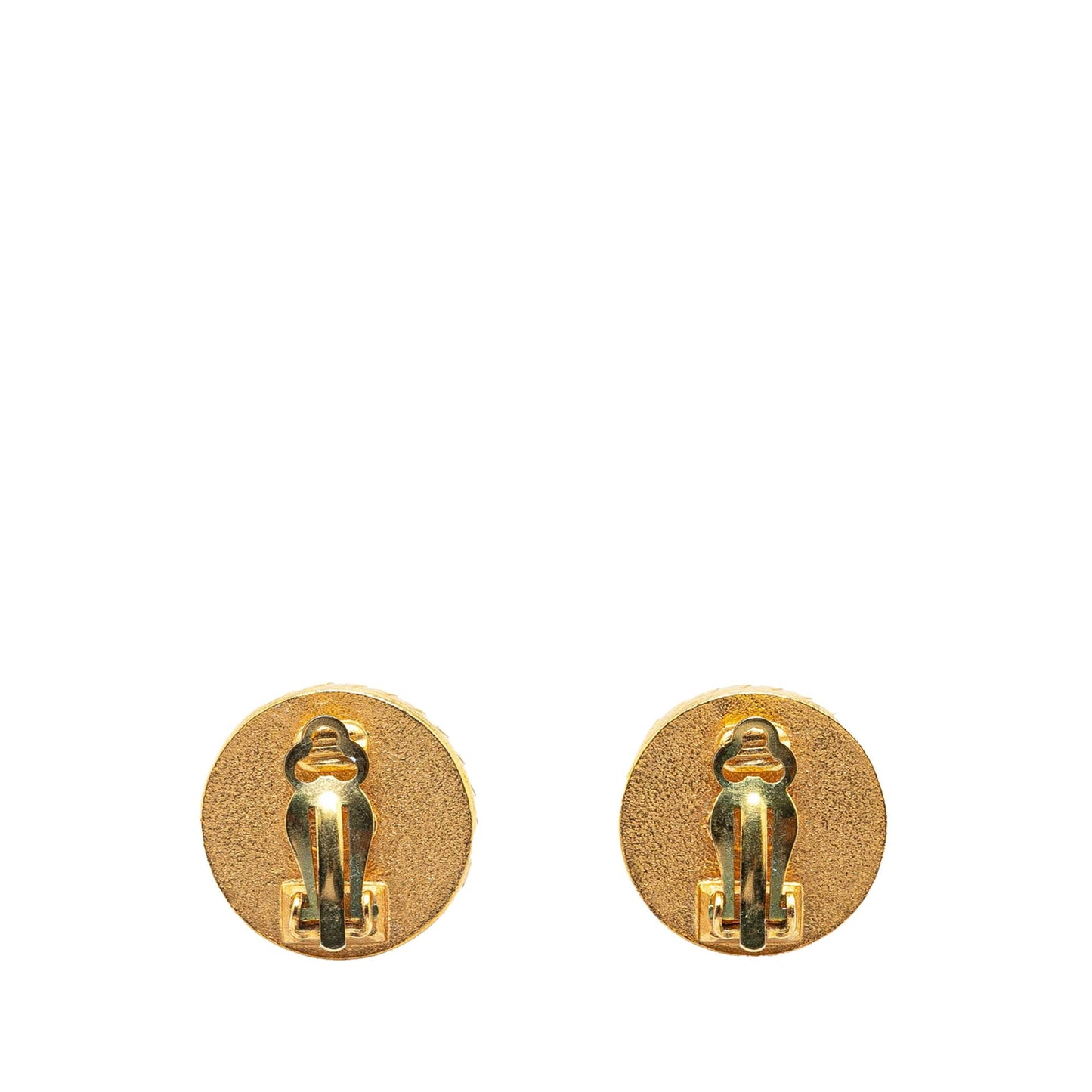 Gold Chanel Gold Plated CC Button Clip On Earrings