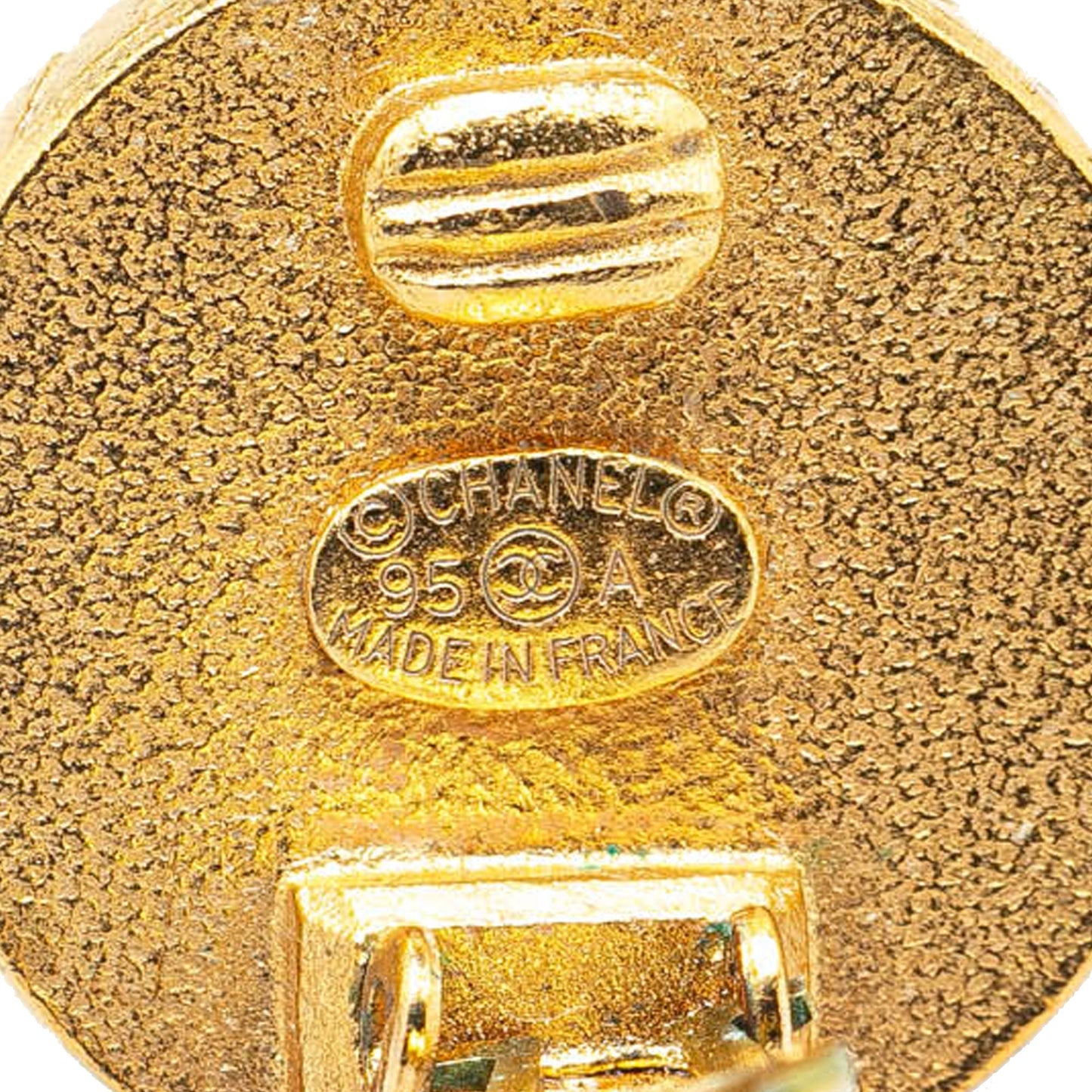 Gold Chanel Gold Plated CC Button Clip On Earrings