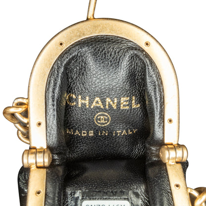 Black Chanel CC Quilted Lambskin Lipstick Case on Chain Crossbody Bag