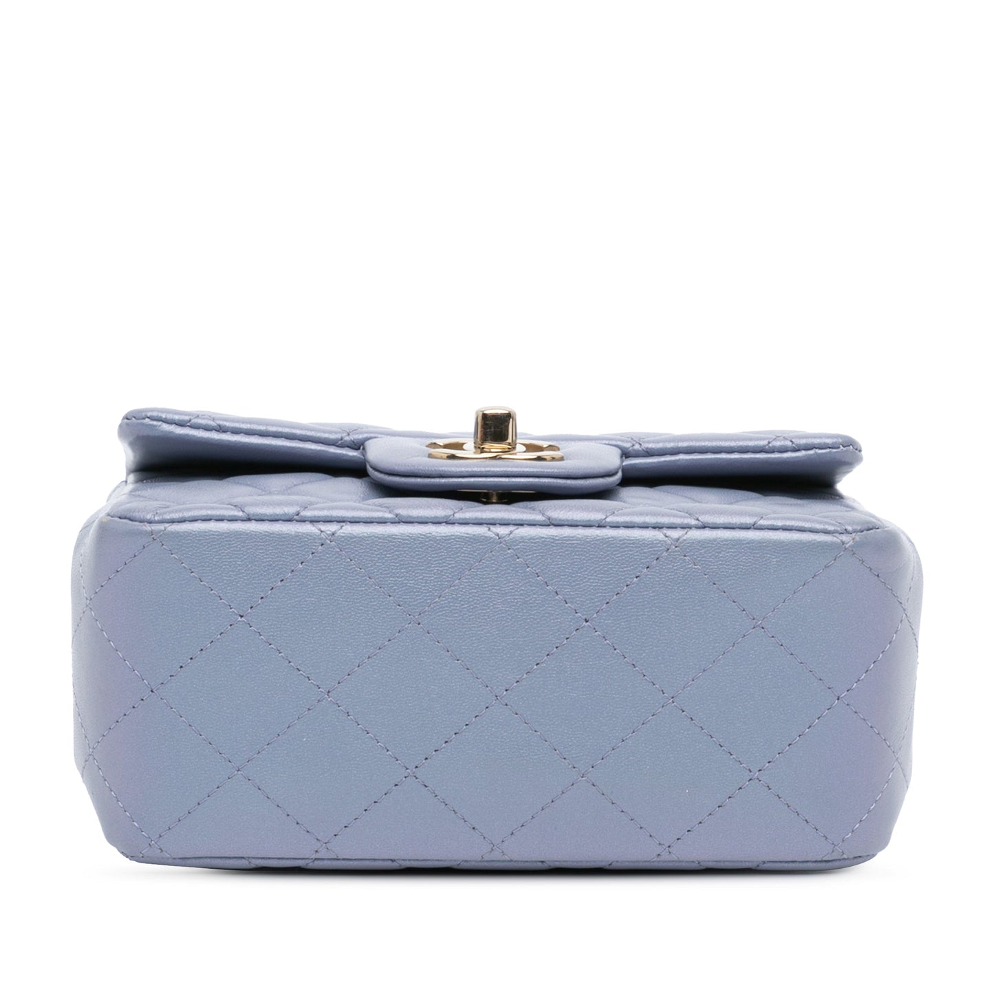 Blue Chanel Mini Square Classic Lambskin Single Flap Crossbody Bag