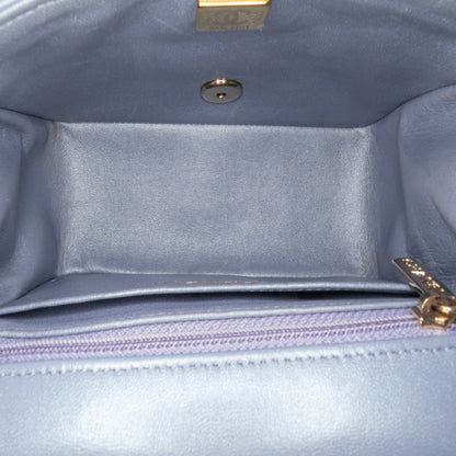 Blue Chanel Mini Square Classic Lambskin Single Flap Crossbody Bag
