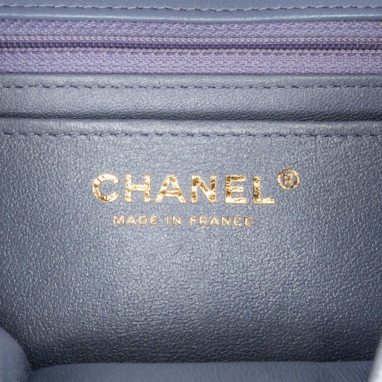 Blue Chanel Mini Square Classic Lambskin Single Flap Crossbody Bag
