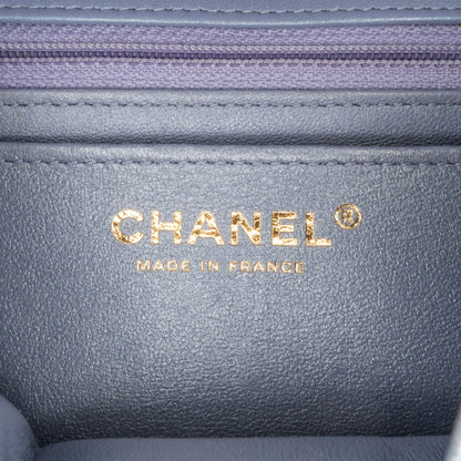 Blue Chanel Mini Square Classic Lambskin Single Flap Crossbody Bag