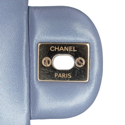 Blue Chanel Mini Square Classic Lambskin Single Flap Crossbody Bag