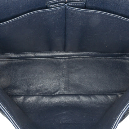 Blue Chanel Jumbo Classic Caviar Double Flap Shoulder Bag