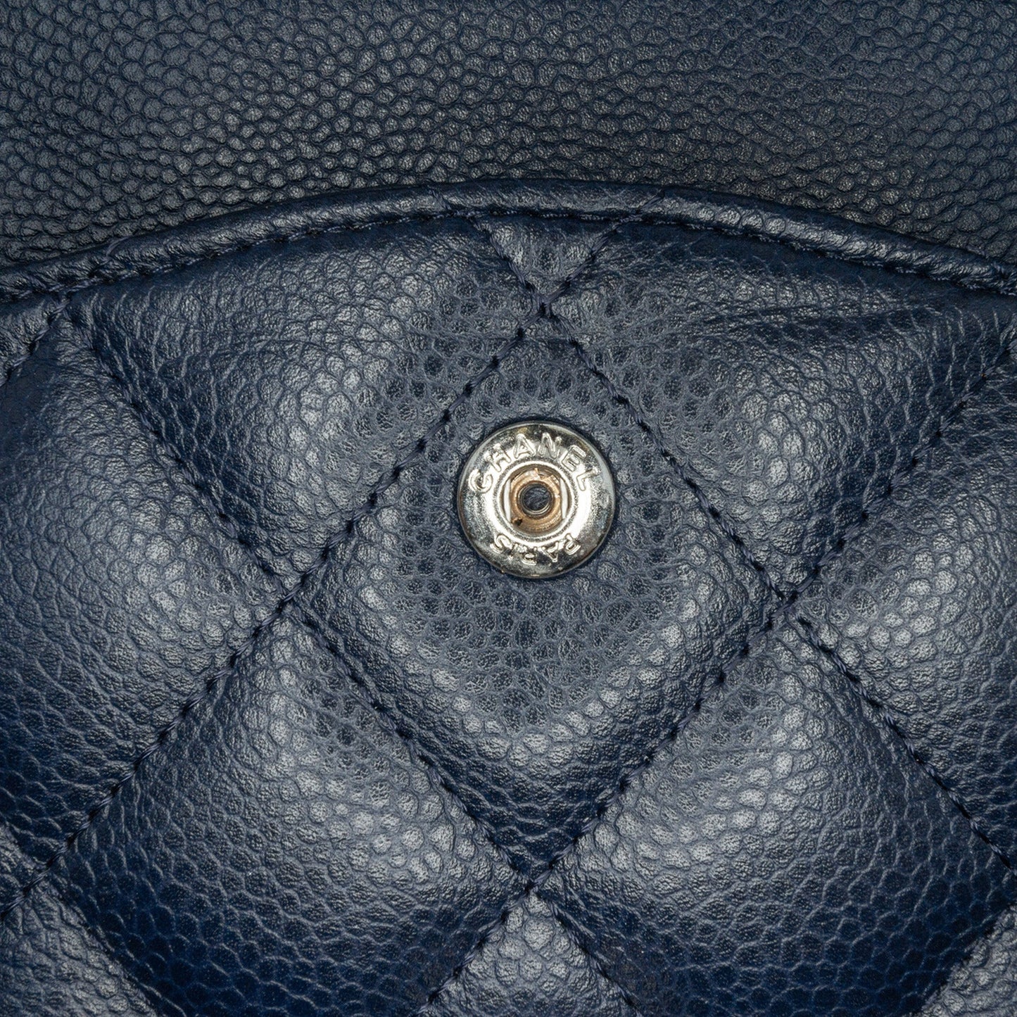 Blue Chanel Jumbo Classic Caviar Double Flap Shoulder Bag
