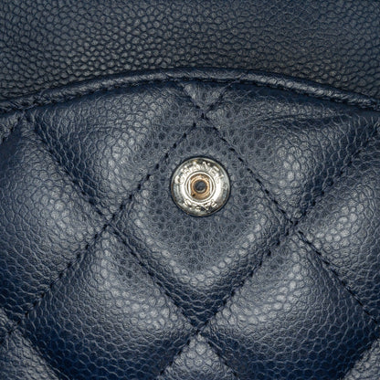 Blue Chanel Jumbo Classic Caviar Double Flap Shoulder Bag