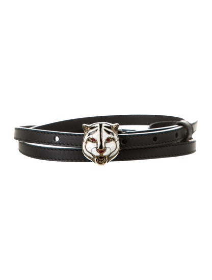 Gucci Ceramic Tiger Clasp Belt in Black