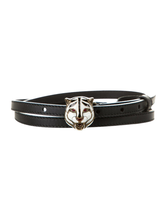 Gucci Ceramic Tiger Clasp Belt in Black