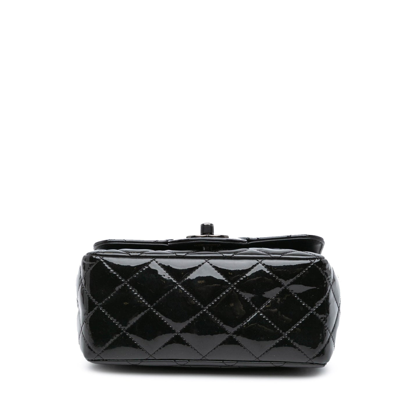 Black Chanel Mini Square Classic Patent So Black Single Flap Crossbody Bag