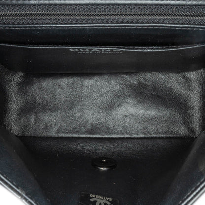 Black Chanel Mini Square Classic Patent So Black Single Flap Crossbody Bag