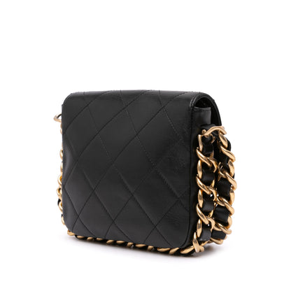 Black Chanel Small Quilted Calfskin Framing Chain Flap Crossbody Bag
