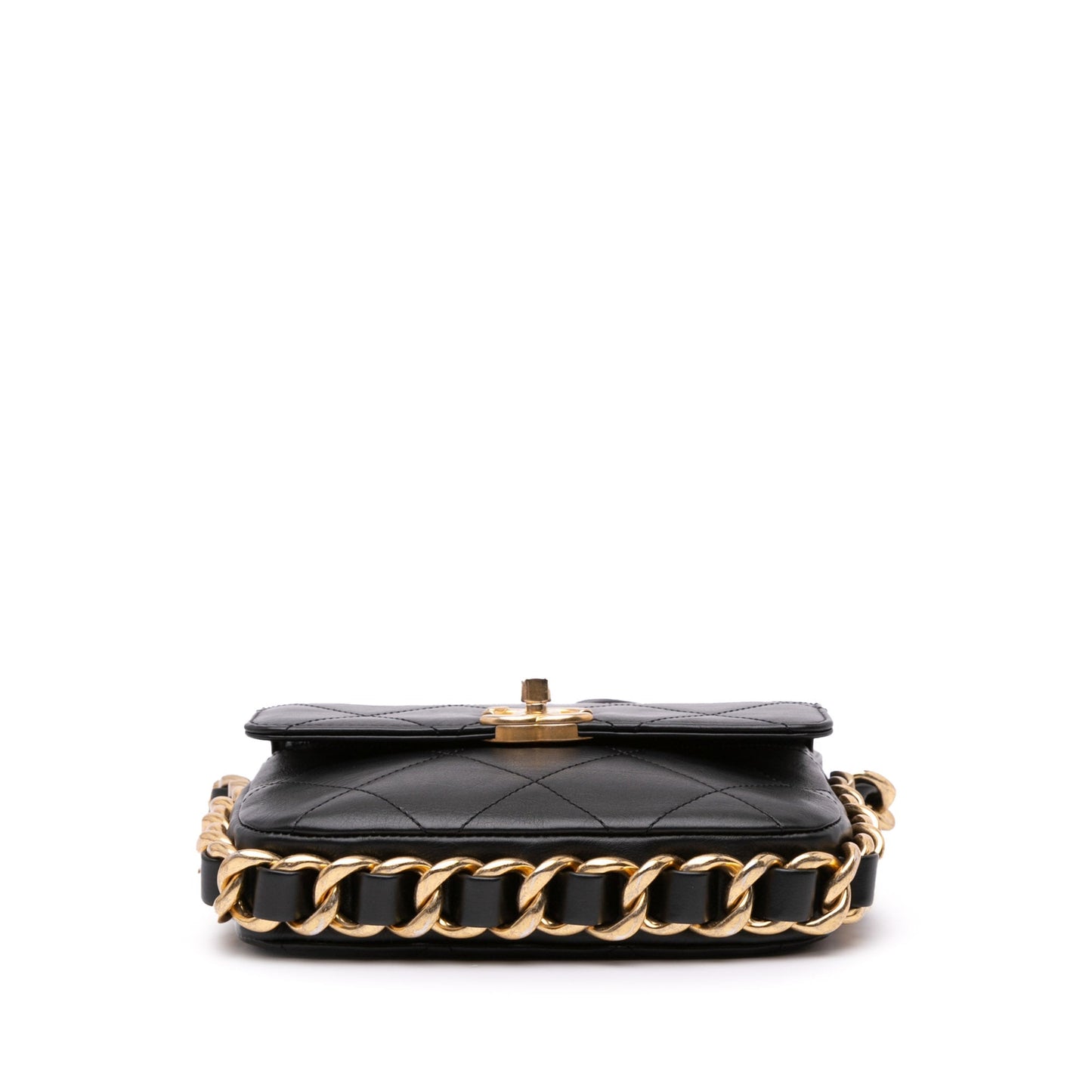 Black Chanel Small Quilted Calfskin Framing Chain Flap Crossbody Bag