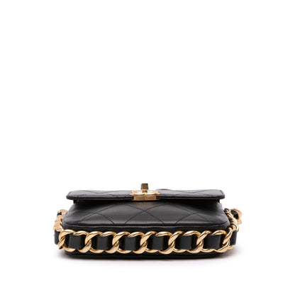Black Chanel Small Quilted Calfskin Framing Chain Flap Crossbody Bag