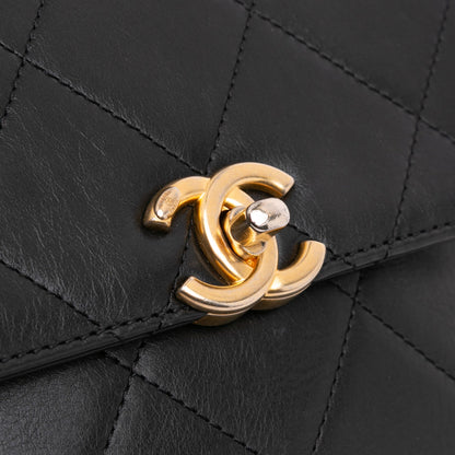Black Chanel Small Quilted Calfskin Framing Chain Flap Crossbody Bag