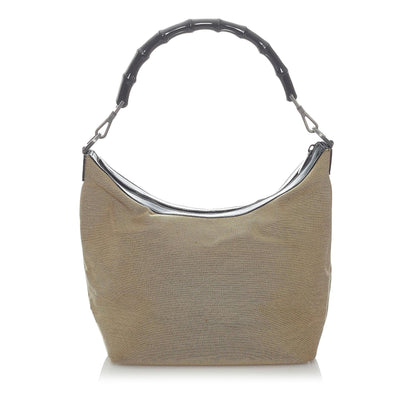 Gucci Bamboo Canvas Shoulder Bag (SHG-UFHCRv)