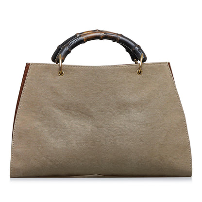 Gucci Bamboo Canvas Tote Bag (SHG-Rl4F7t)