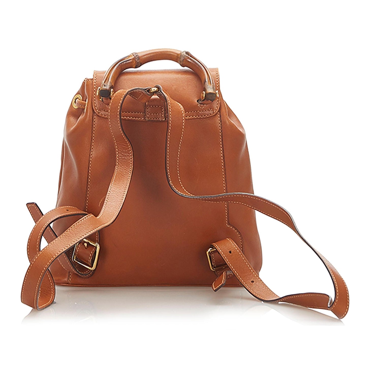 Gucci Bamboo Drawstring Leather Backpack (SHG-18102)
