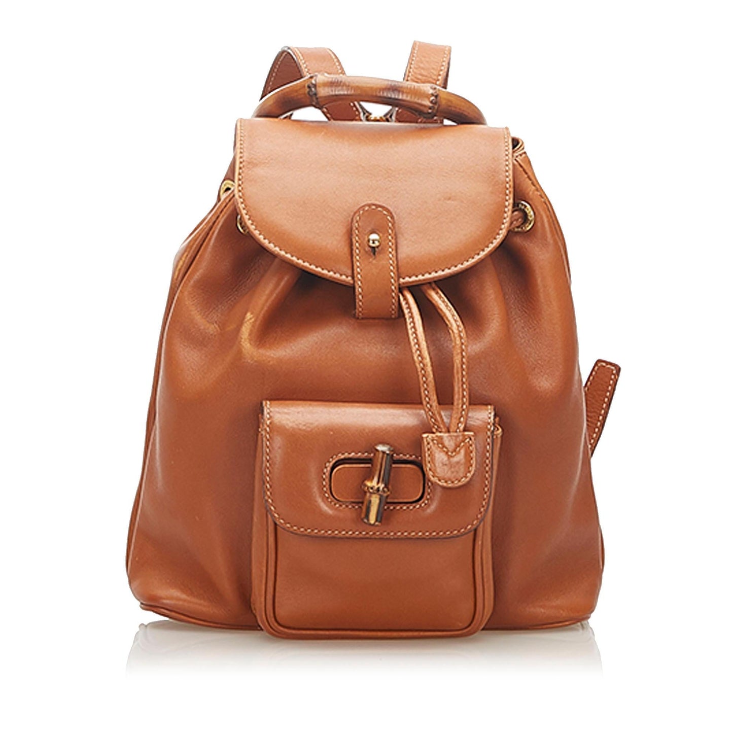 Gucci Bamboo Drawstring Leather Backpack (SHG-18102)
