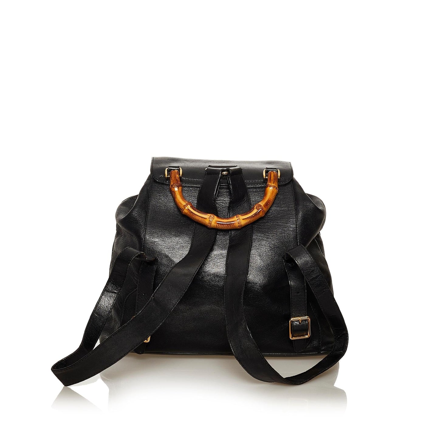 Gucci Bamboo Drawstring Leather Backpack (SHG-29212)