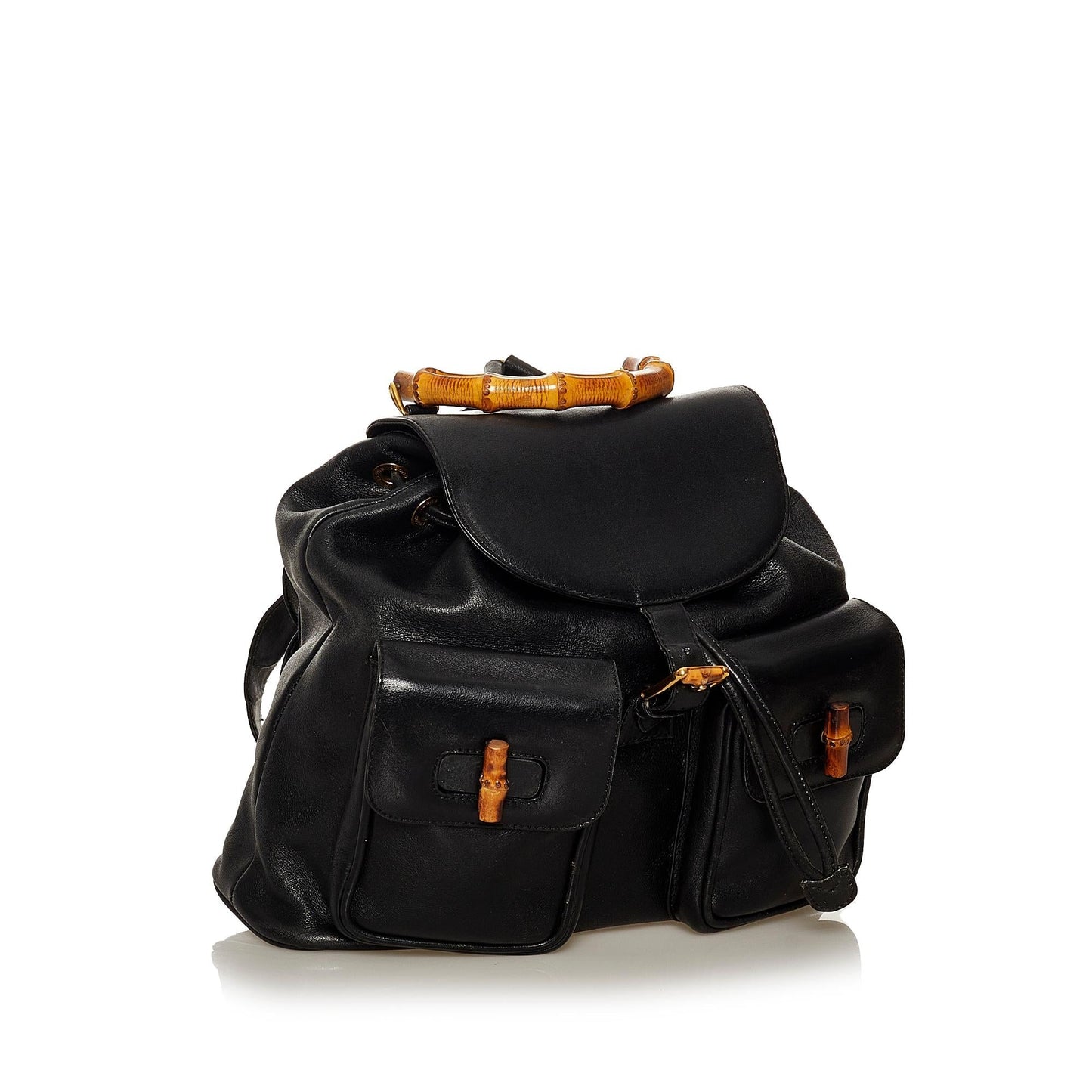 Gucci Bamboo Drawstring Leather Backpack (SHG-29212)