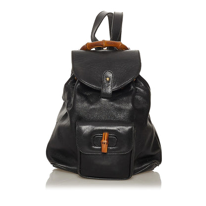 Gucci Bamboo Drawstring Leather Backpack (SHG-29292)