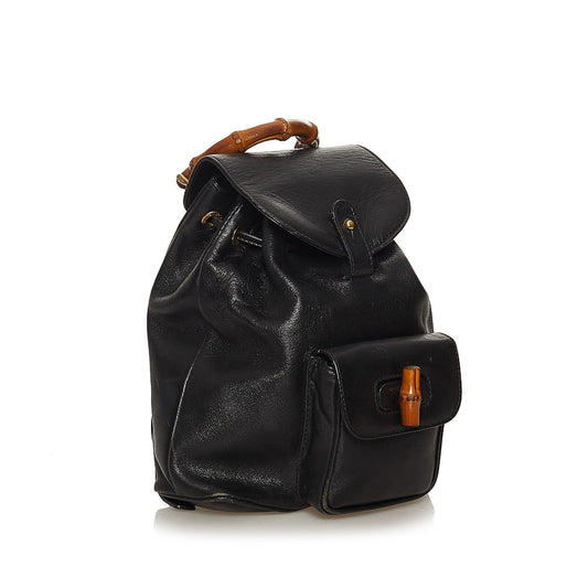 Gucci Bamboo Drawstring Leather Backpack (SHG-29292)