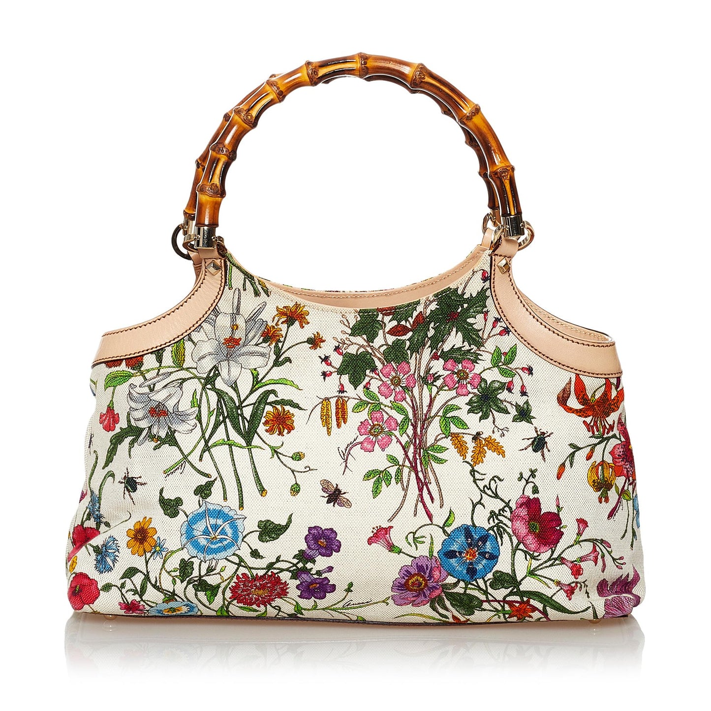 Gucci Bamboo Flora Canvas Handbag (SHG-29764)