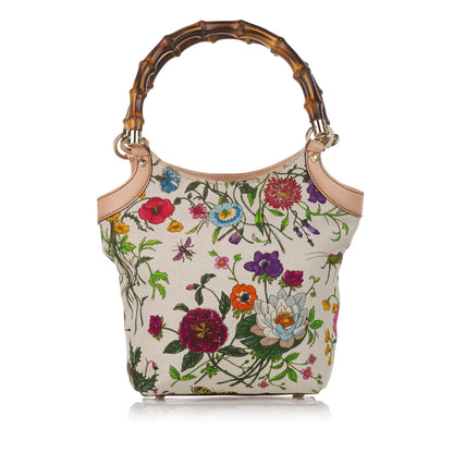 Gucci Bamboo Flora Canvas Handbag (SHG-31128)