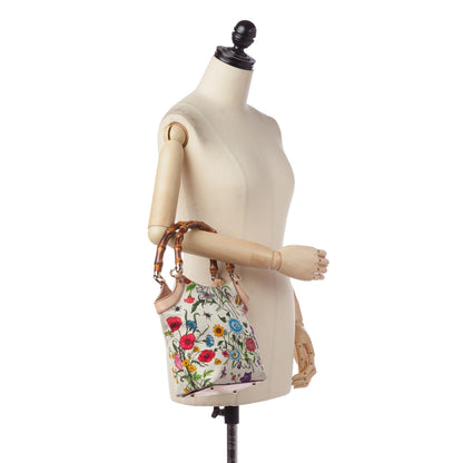 Gucci Bamboo Flora Canvas Handbag (SHG-31128)