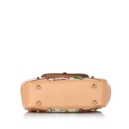 Gucci Bamboo Flora Nailhead Canvas Handbag (SHG-30469)