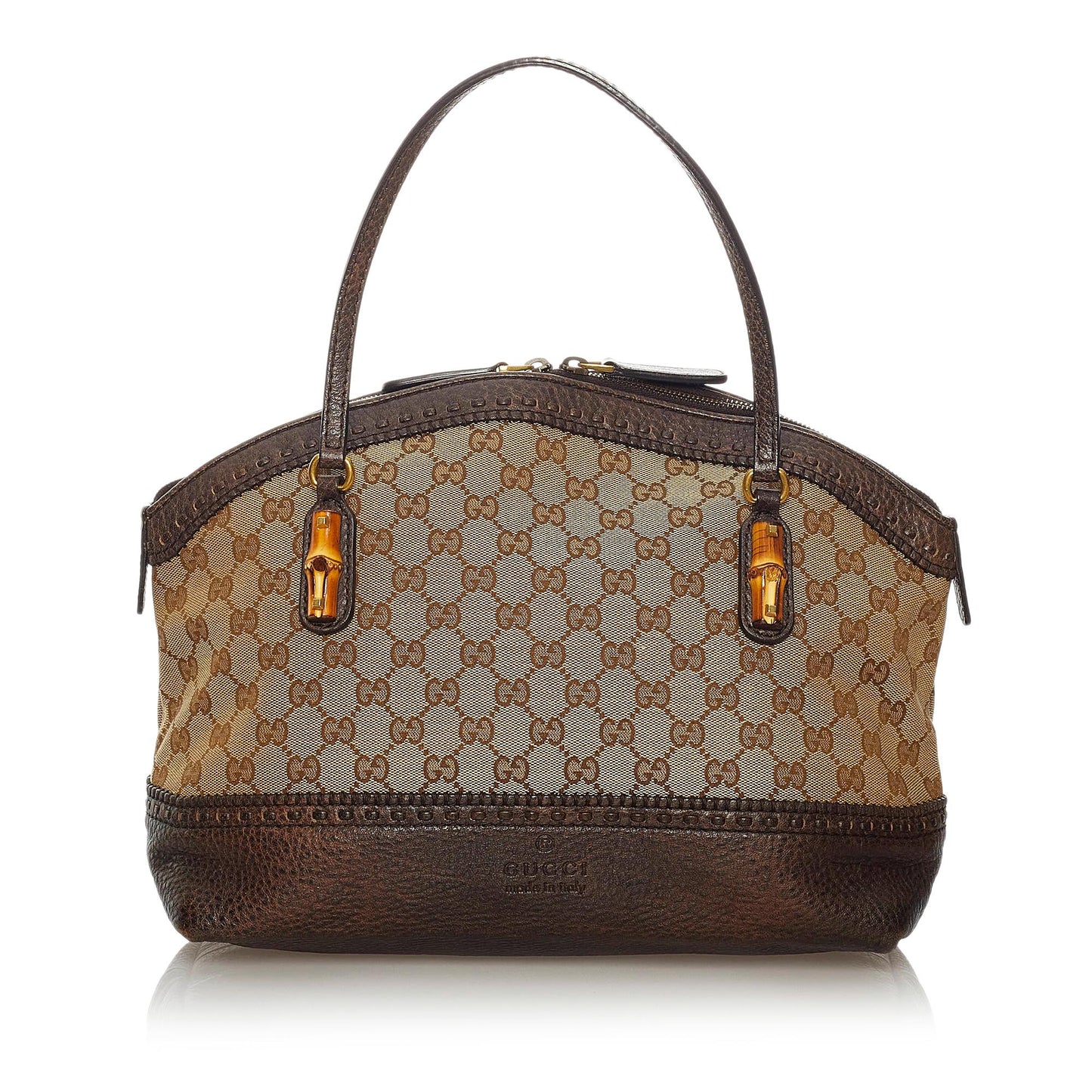 Gucci Bamboo GG Canvas Crafty Handbag (SHG-28907)