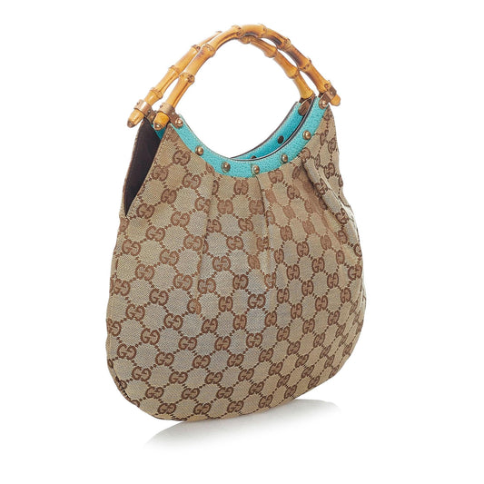Gucci Bamboo GG Canvas Handbag (SHG-30313)
