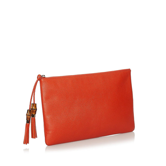 Gucci Bamboo Leather Clutch Bag (SHG-30712)
