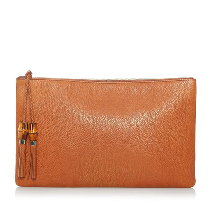 Gucci Bamboo Leather Clutch Bag (SHG-31194)