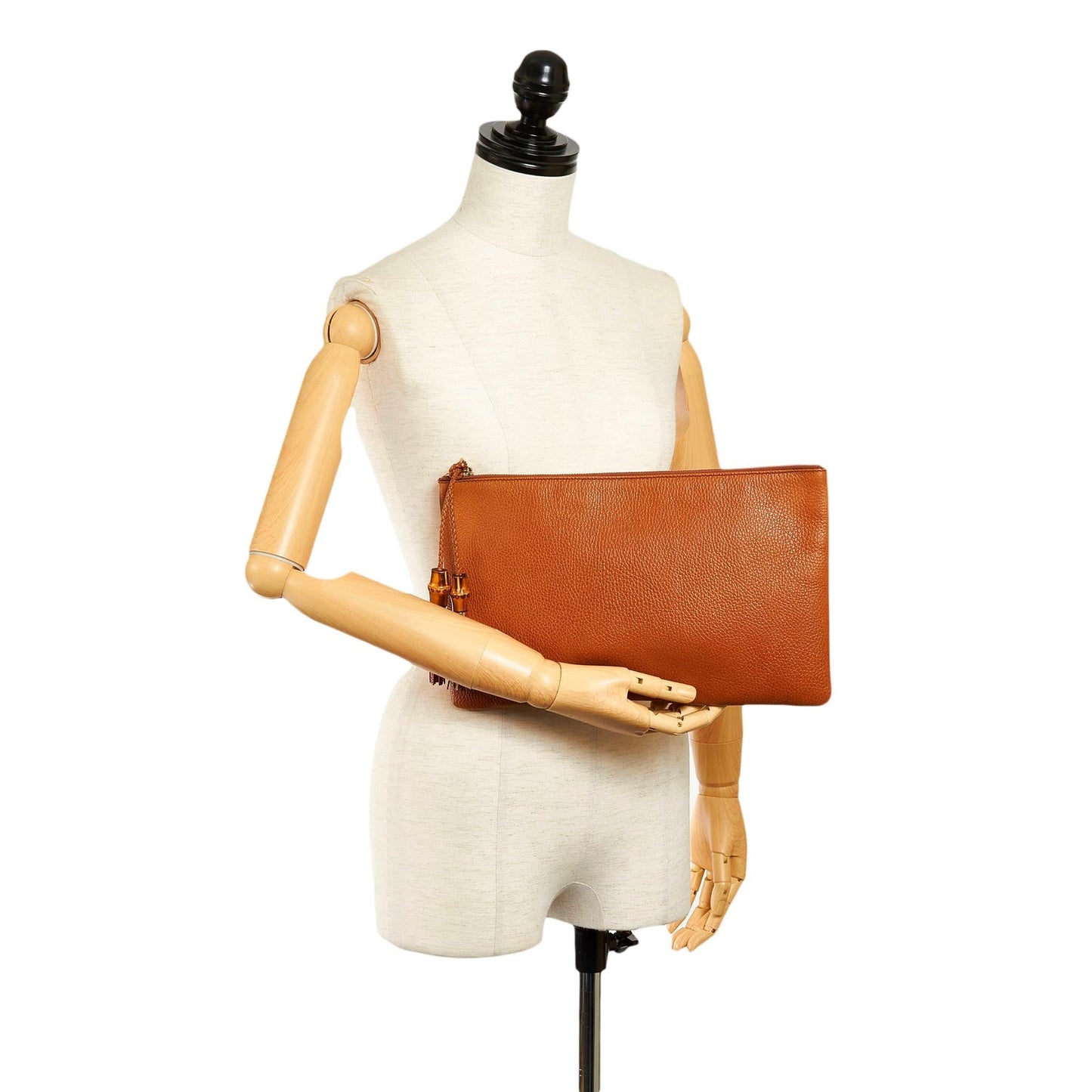 Gucci Bamboo Leather Clutch Bag (SHG-31194)