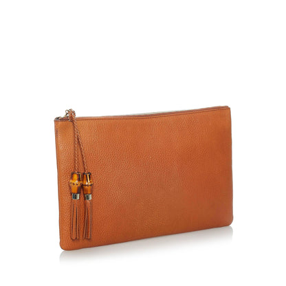 Gucci Bamboo Leather Clutch Bag (SHG-31194)