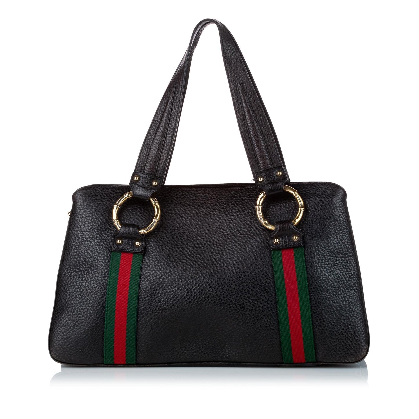 Gucci Bamboo Ring Web Leather Tote Bag (SHG-31198)