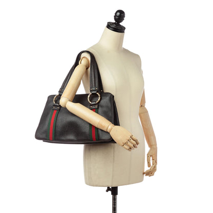 Gucci Bamboo Ring Web Leather Tote Bag (SHG-31198)